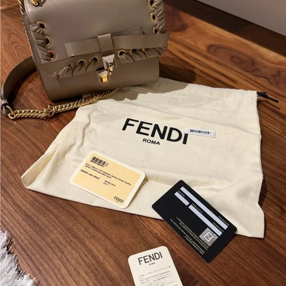 Fendi Beige Crossbody Bag with Gold Accents Crossbody Bags